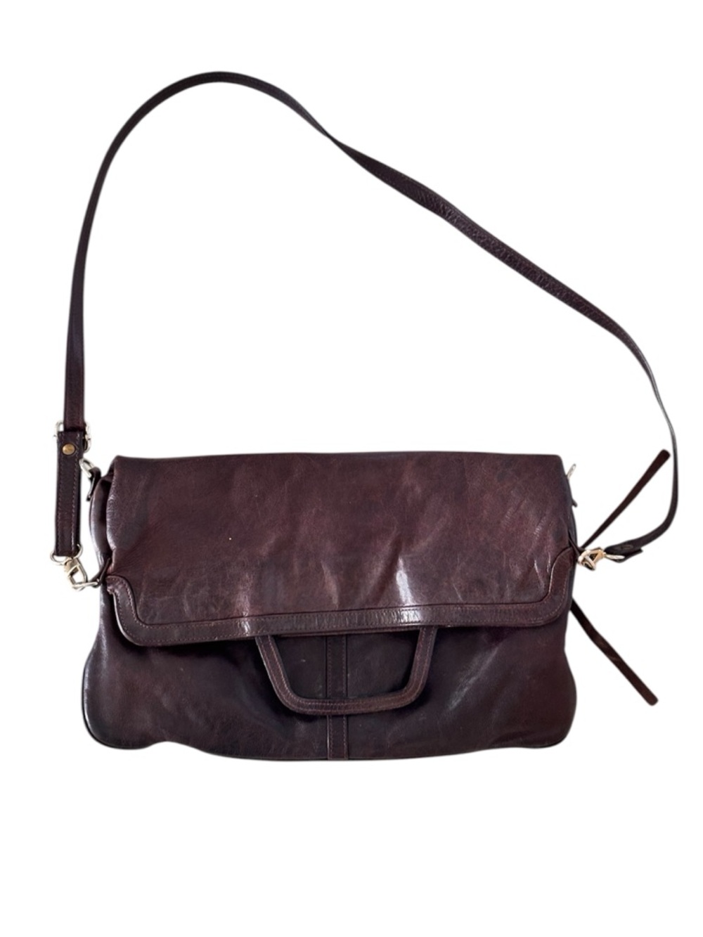 Arza Of NY Italian Leather Convertible Messenger Bag Brown